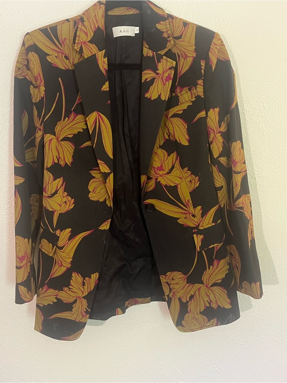 A.L.C. Black Blazer with Yellow Floral Print - Flawed
